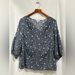 Como Blu - Metallic Floral Print Women's Top